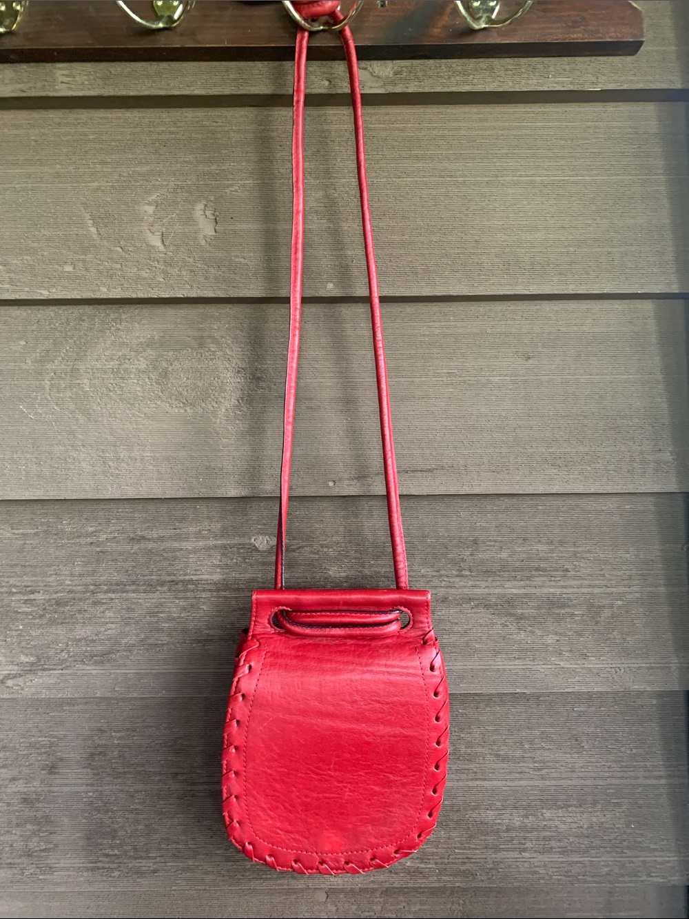 Red Leather Crossbody Sling Bag - Lightweight Women's Shoulder Purse